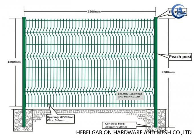 Hot Dipped Galvanized Fencing 3D Curved Welded Wire Mesh 50mmx100mm Hole 2