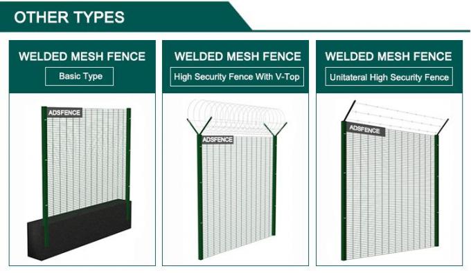 Galvanized Metal Security Welded Mesh Fencing with Opening Size 75mm x 12.5mm with Concertina wire 8