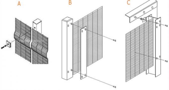 Galvanized Metal Security Welded Mesh Fencing with Opening Size 75mm x 12.5mm with Concertina wire 3