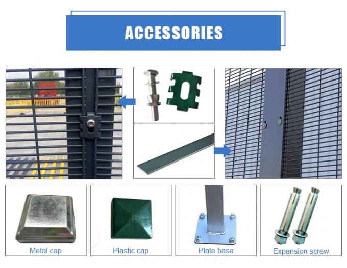 Galvanized Metal Security Welded Mesh Fencing with Opening Size 75mm x 12.5mm with Concertina wire 4