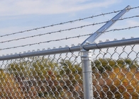 Security Galvanized Chain Link Mesh Fence / Versatile Fence  With Barbed Wire on Top