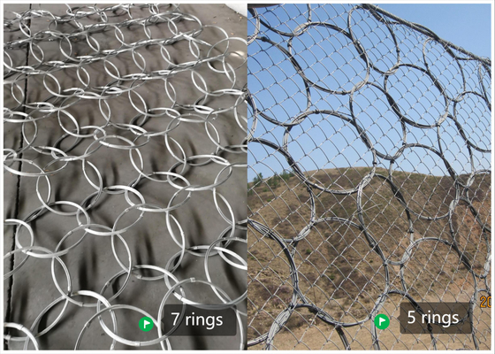 Rede flexível de proteção contra queda de pedras 200KJ-2000KJ rede de anel para 5 anéis