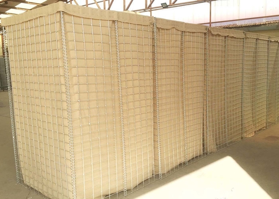 Hesco Bastion Barrier Wall , Welded Gabion Mesh For Military / Flood