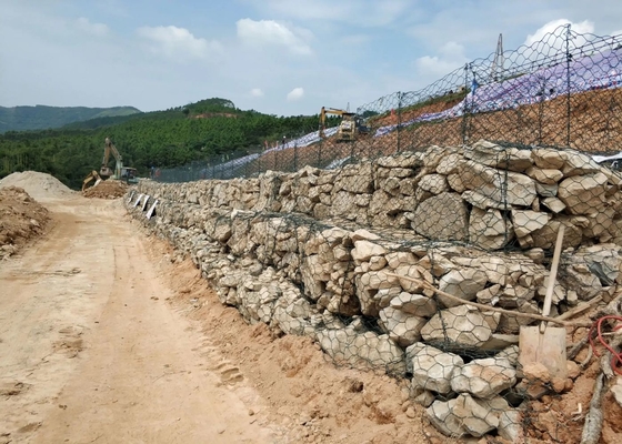 Gray Hexagonal Wire Mesh Gabions And es PVC Coated