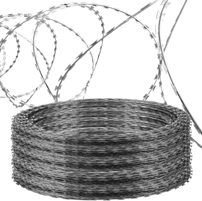 Hot dipped  galvanized concertina razor wire coil as security fence Chinese factory