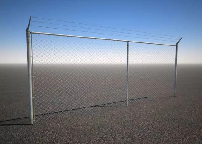 Security Galvanized Chain Link Mesh Fence / Versatile Fence  With Barbed Wire on Top 0