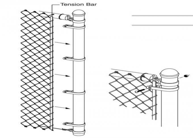 Security Galvanized Chain Link Mesh Fence / Versatile Fence  With Barbed Wire on Top 2