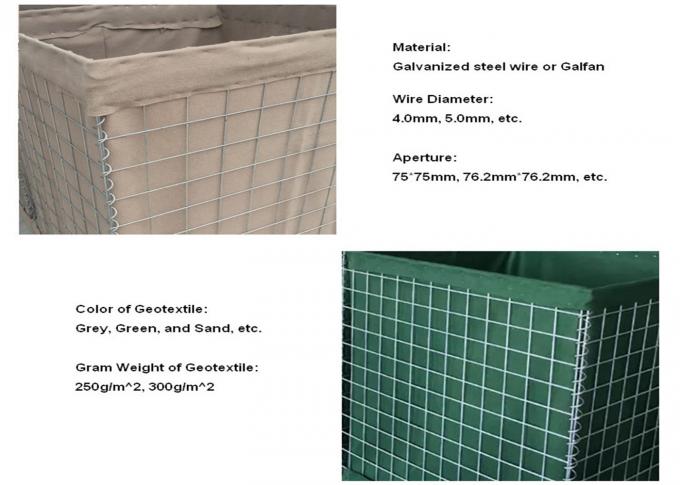 250g/M2-600g/m2 Military Hesco Barriers Gabion With Hot Dipped Galvanized Wire 0