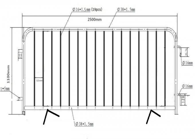 Hot Dipped Galvanized Welded Mesh Fence 2.0m-2.5m Pedestrian Fencing Barriers 2