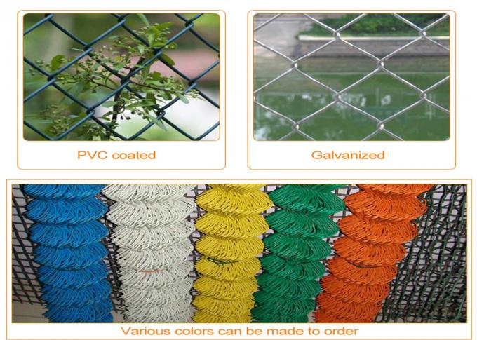 Green PVC Coated Hot Dipped Galvanized Chain Link Fence For School / Pool 2