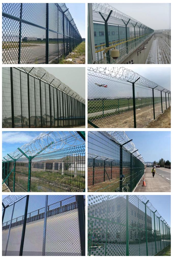 Green Plastic Coated Wire Mesh Fencing For School / Plant / Highway 1