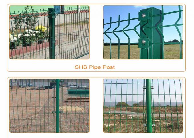 Green Plastic Coated Wire Mesh Fencing For School / Plant / Highway 2