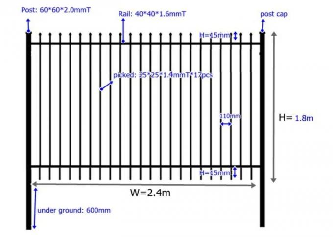 PVC Coated Pressed Spear Top Tubular Steel Ornamental Fence For Protection 5