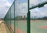 Green PVC Coated Hot Dipped Galvanized Chain Link Fence For School / Pool