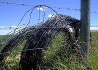 High Tension Barbed Wire Fence Silver / Green Color For Military