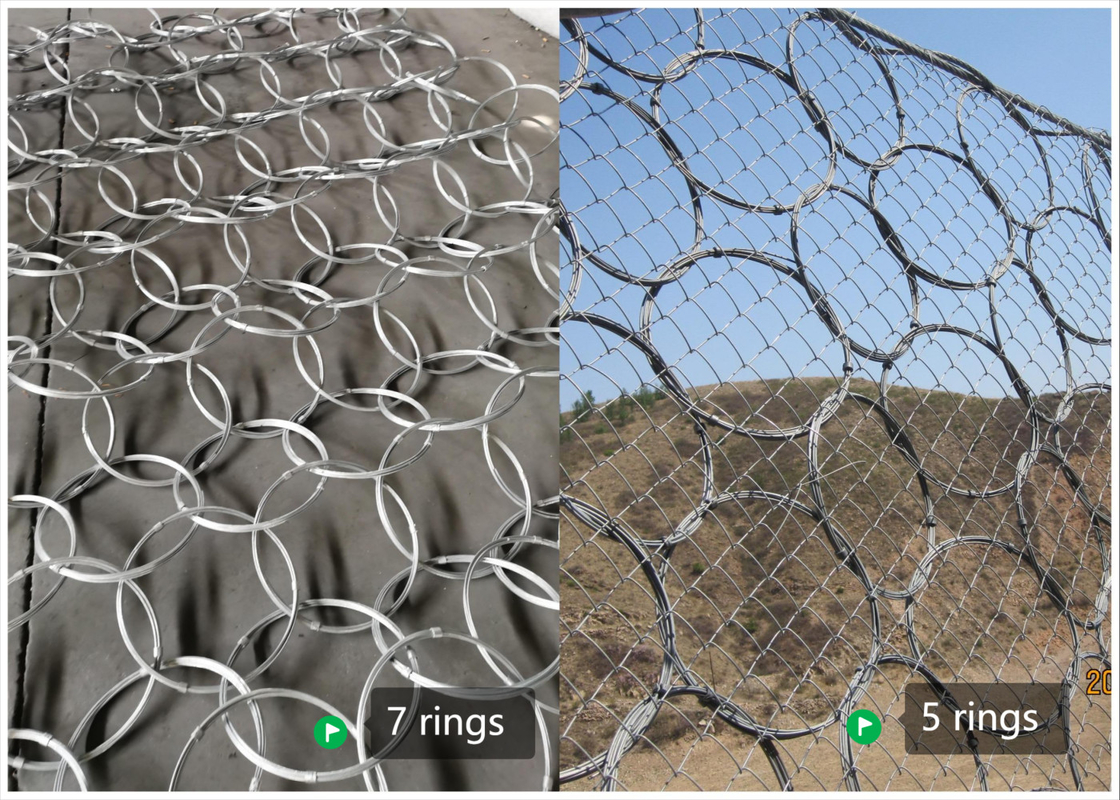 Flexible Rockfall Protection Netting 200KJ-2000KJ Ring Netting For 5 Rings