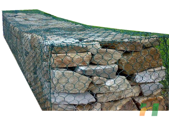 กล่องเกเบี้ยนหกเหลี่ยมสังกะสี 3mX1mX1m Steel Gabion Wall